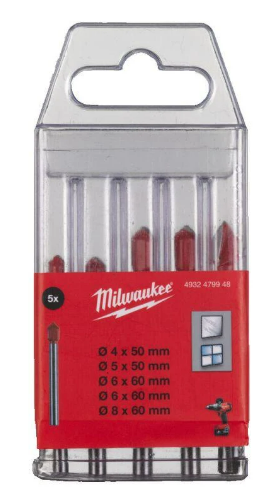 Milwaukee Glas-/Fliesenbohrer Set 5-teilig4, 5, 6, 6, 8 mm